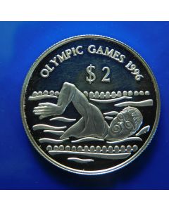 Tuvalu 	 2 Dollars	1992	 Swimmer,  1996 Summer Olympics, Atlanta – Silver