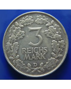Germany, Weimar Republic 	 3 Reichsmark	 1925J	 - 100th Year of the Rhineland - Silver