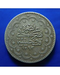 Ottoman Empire	 5 Kurush	 AH 1293/11	 1876AH	 Abdul Hamid II, 5,79 g.  "el-Ghazi" right of Toughra, Istanbul Mint; XF