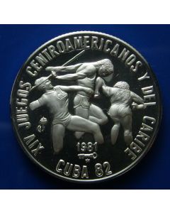 Carib.C.	 5 Pesos	1981	 Proof - Three athletes - Silver