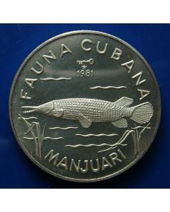 Carib.C.	 5 Pesos	1981	 Proof - Giant Garfish - Silver