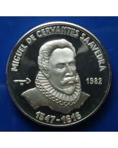 Carib.C.	 5 Pesos	1982	 Proof - Miguel De Cervantes Saavedra - Silver