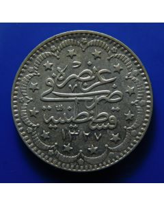 Ottoman Empire	 5 Kurush	 AH 1327//3	 (1910AD)	 Silver; Mehmed V; Constantinople Mint; AUNC 