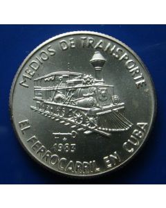 Carib.C.	 5 Pesos	1983	- Train on track - Silver / UNC