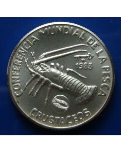 Carib.C.	 5 Pesos	1983	 - Spiny lobster - Silver 