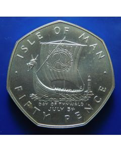  Isle of Man 	 50 Pence	1979	 Silver - Viking ship, day of Tynwald, Die letter F, Pobjoy Mint – BU Matte / Silver