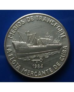 Carib.C.	 5 Pesos	1984	- Freighter - Silver