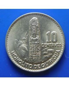 Guatemala 	 10 Centavos	1969	Mayan Pillar ruins of Quiriguá – unc