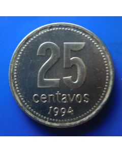 Argentina 	 25 Centavos	1994	  - Towered building