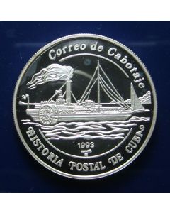 Carib.C.	 5 Pesos	1993	 - Type l - Postal Steamship - Proof / Silver