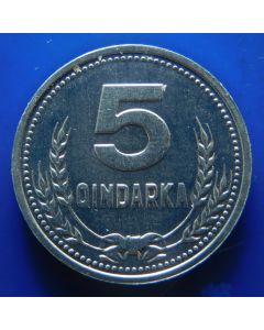 Albania  	 5 Qindarka	1988	 - unc