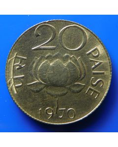 India-Republic	 20 Paise	1970	 - Lotus blossom, Calcutta mint