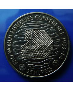 Seychelles 	 25 Rupees	1983	 Proof / Silver- F.A.O. Fisheries Conference