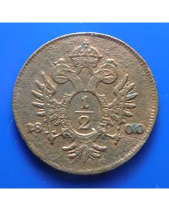 Austria 	  ½ Kreuzer 	 1800A