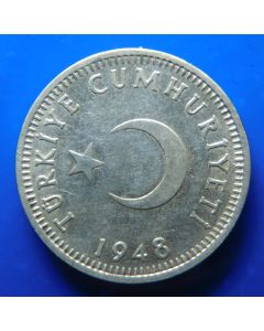 Turkey 	 50 Kurus	1948	 - Crescent and star -Silver