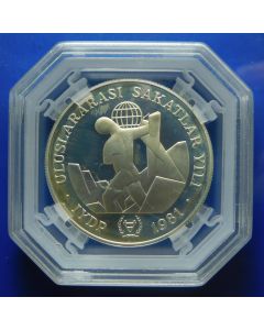 Turkey 	 3000 Lira	1981	 - International year of the Disabled Persones - Silver / Proof Geni PR67