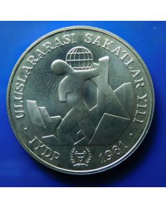 Turkey 	 3000 Lira	1981	 - International year of the Disabled Persones - Silver /unc