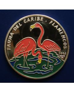 Carib.C.	10 Pesos	1994	 Flamingos (thick water splashes)- Silver / Proof