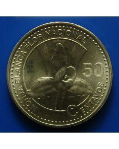 Guatemala 	 50 Centavos	1998	 - Whitenun orchhid