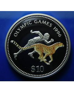 Namibia	 10 Dollars	1996	 - Olympic games, Runner and Cheetah - Proof / Silver