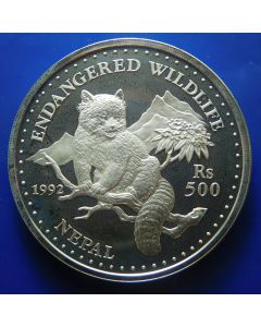 Nepal 	 500 Rupee	1992	Red Panda - Silver / Proof