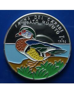 Carib.C.	10 Pesos	1996	 Wood Duck - Silver / Proof