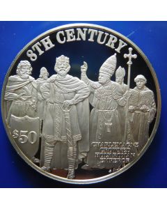 Cook Islands	 50 Dollars	1997	 8nd Century, Charlemagne crowned Holy Roman Emperor – Silver / Proof