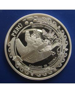 Peru 	 Nuevo Sol	2002	Ceramic,Indians in reed boats - Silver / Proof