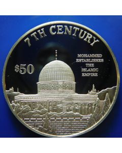 Cook Islands	 50 Dollars	1997	 7th Century, Mohammed Establishes the Islamic Empire – Silver / Proof