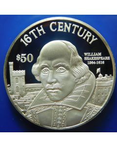 Cook Islands	 50 Dollars	1997	 16th Century, William Shakespear – Silver / Proof