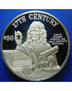 Cook Islands	 50 Dollars	1997	 Isaac Newton, 17Th  Centery – Age of Modern science - Silver Proof