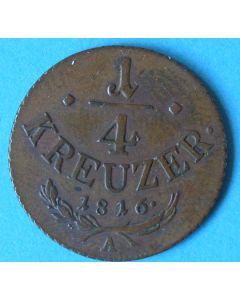 Austria 	 ¼ Kreuzer	 1816A	 - Franz ll