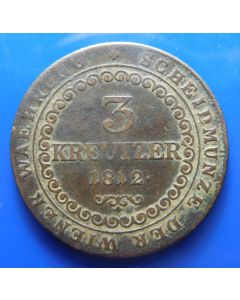 Austria 	 3 Kreuzer	 1812B	