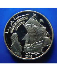 Saharawi Arab Dem. Rep. 	10 Pesetas	2018	 Ancient ship and character of the desert