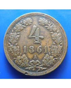 Austria 	 4 Kreuzer	 1861A	 - Franz Joseph l