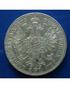 Austria 	 Florin	1879	 - Crowned imperial double eagle - Silver