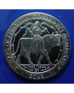 Gibraltar 	 21 Ecus	1994	 21 Years - European Community Membership – Silver