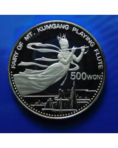 Korea  	 500 Won	1989	 Fairy of Mount Kumgang playing flute - Silver / Proof
