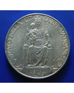 Vatican City 	 10 Lire	1935	Virgin and Child, Queen of Peace  – Silver