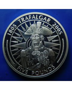 Gibraltar 	 5 Pounds	2005	 200th Anniversary of the Battle of Trafalgar,  Nelson on compass – Silver