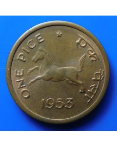 India-Republic	 Pice	1953	 - Calcutta - Horse