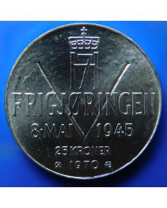 Norway 	 25 Kroner	1970	 - Silver - 25th Ann. Of Liberation