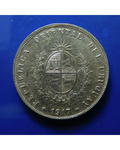 Uruguay 	 50 Centiesimos	1917	 Silver