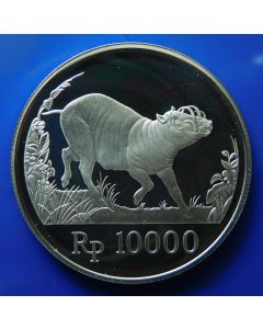 Indonesia 	 10000 Rupiah	1987	 - Babi rusa - Proof / Silver