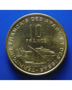 French Afars & Issas 	 10 Francs	1970	 Ocean liner and dhow - unc
