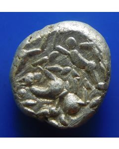 Hindu dynasties » Northern India » Later Indo-Sasanian	Gadhaiya Paisa 	ND 1200 -1302 AD	Gadhaiya Paisa with Horseman   (battle scene) 4,53gr.